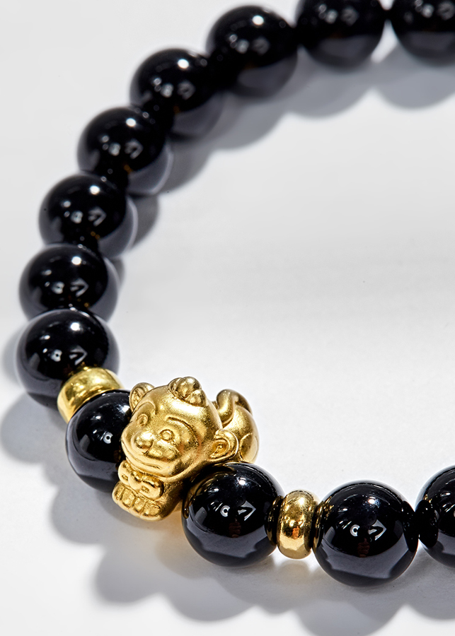 Vòng Tay Đá Thiên Thạch Charm Tuổi Thân Bạc Mạ Vàng 24K Ngọc Quý Gemstones