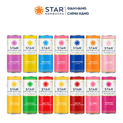 Combo 4 thùng 12 lon mix vị Thức uống lên men Star Kombucha Family Pack (250 ml/lon)