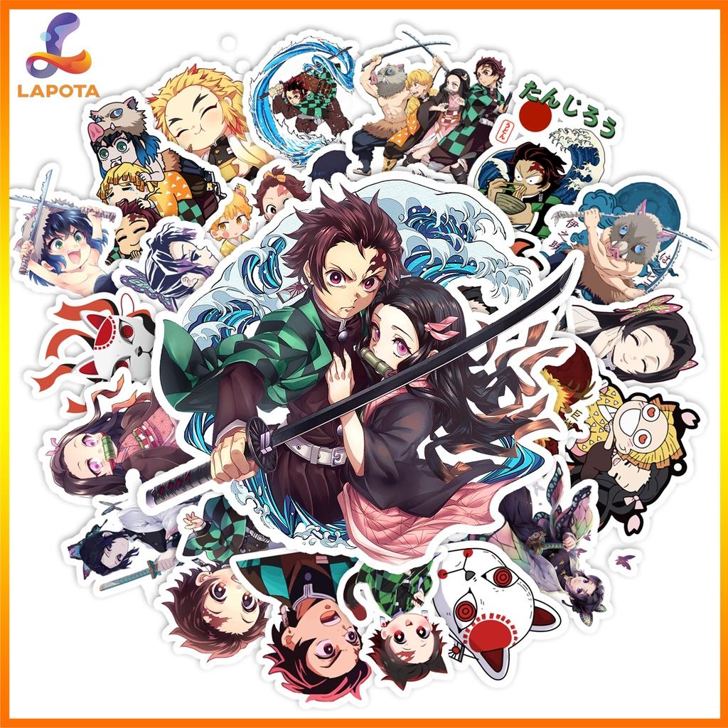 Set 50 cái Sticker Demon Slayer, Sticker Thanh Gươm Diệt Quỷ, Hình Dán Demon Slayer, Hình Dán Thanh Gươm Diệt Quỷ