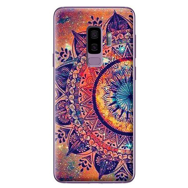 Ốp Lưng Dành Cho Samsung Galaxy S9 Plus - Mẫu Họa Tiết Mandala Đen Cam