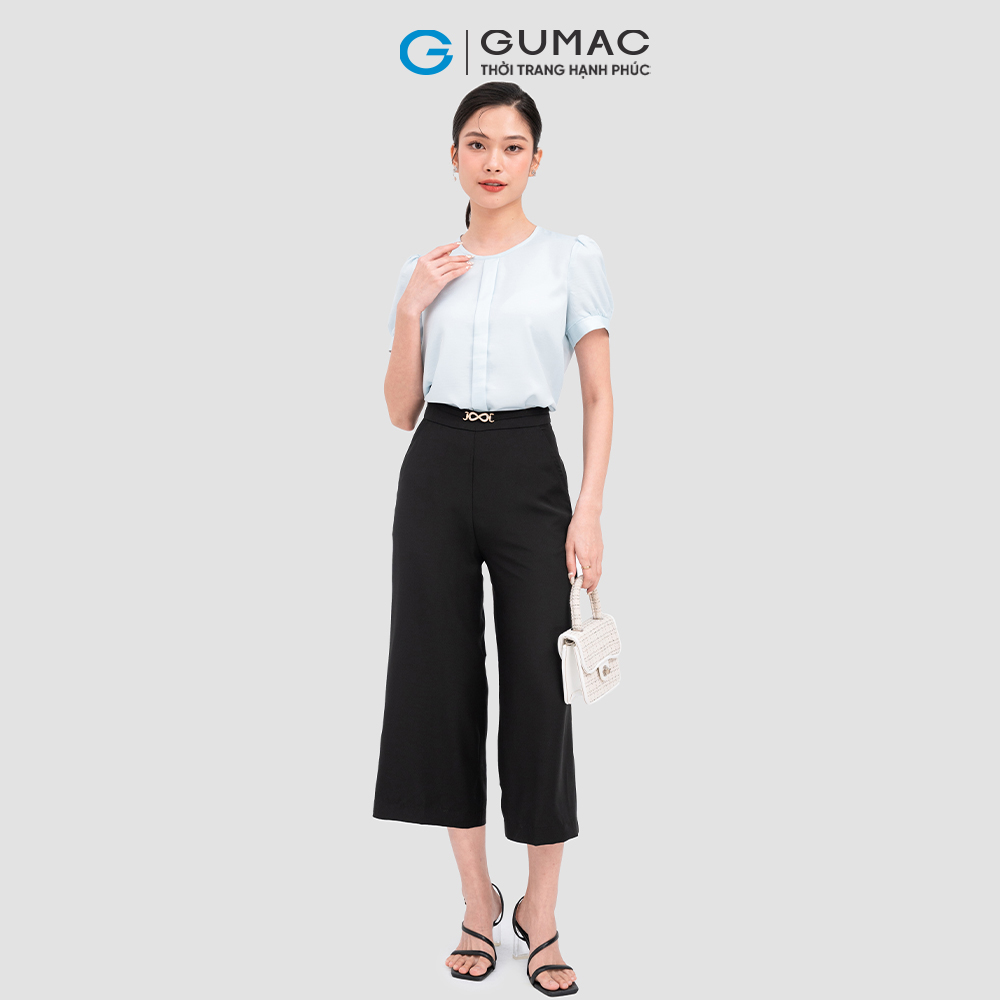 Quần lửng ống rộng phối phụ kiện GUMAC QC08123