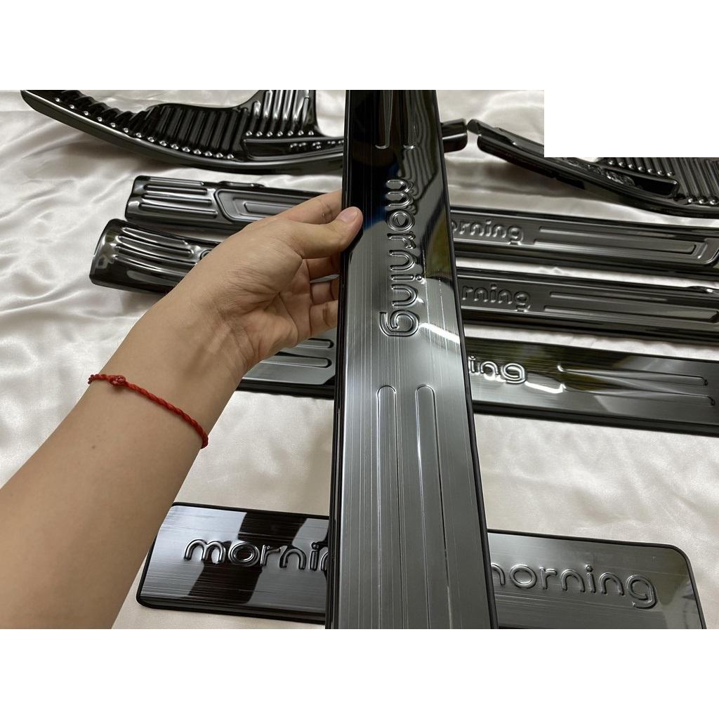 Ốp bậc cửa , nẹp bước chân Kia Morning 2012-2022 cao cấp -mẫu Titan 8 chi tiết