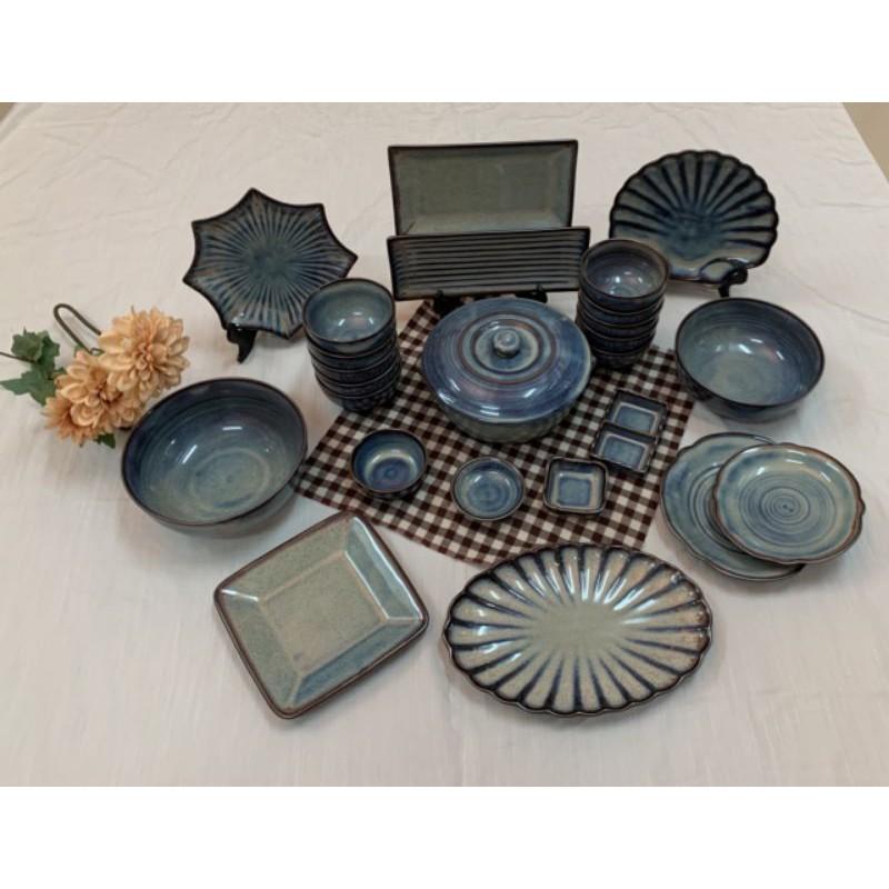 Bộ đồ ăn men hỏa biến, màu xanh ngọc