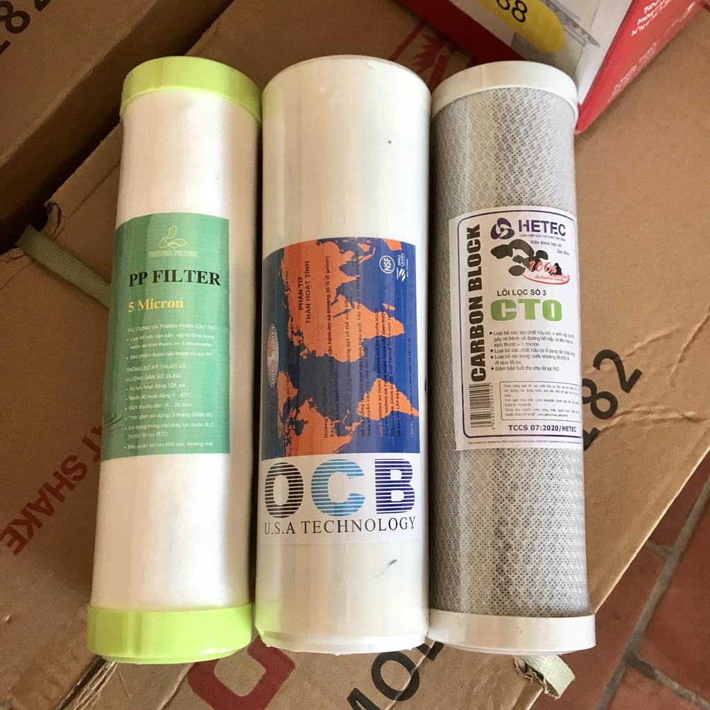 Combo Bộ Lõi Lọc Nước 1,2,3 Dùng Cho Máy Lọc Nước RO, Bộ Lọc Nước Sinh Hoạt
