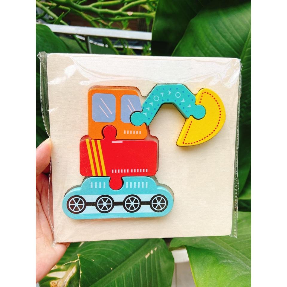 Tranh ghép hình 3D bằng gỗ có in hình nhiều mẫu ngộ nghĩnh phát triển trí tuệ, giáo dục sớm cho bé