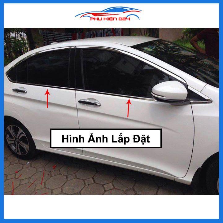 Bộ nẹp viền chân kính cong kính Honda City 2015-2020 Inox sáng bóng chuẩn form xe