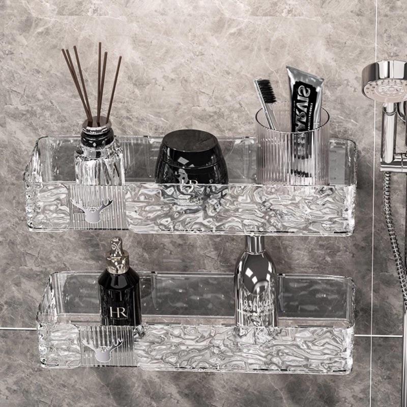 Kệ nhựa trong ABS dán tường hoạ tiết vân sần cao cấp | Giá để đồ nhà bếp, nhà tắm đa năng mẫu mới 2310