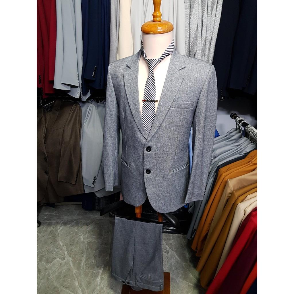 Bộ vest nam kiểu 2 nút chất vải bố cao cấp cực dày mịn
