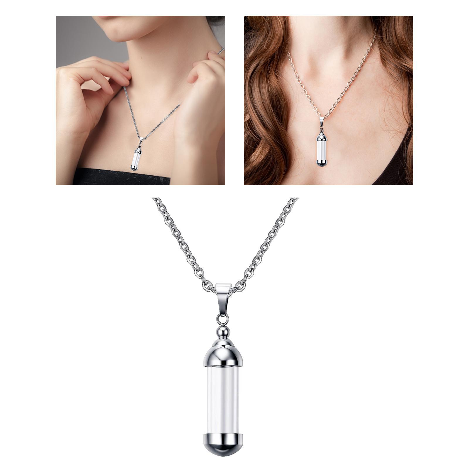 5Pcs Stainless Steel Screw Tube Glass Bottle Urn Charms Pendant Necklace