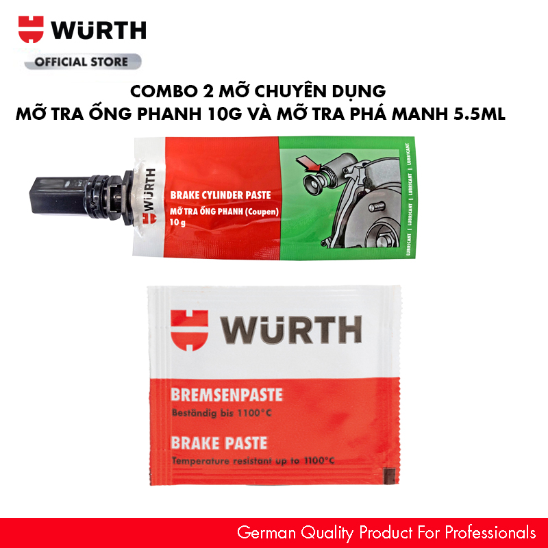 Hình ảnh Wurth Combo 2 Loại Mỡ Chuyên Dụng Cho Ô tô Mỡ Tra Ống Phanh 10g Và Mỡ Tra Má Phanh 5,5ml