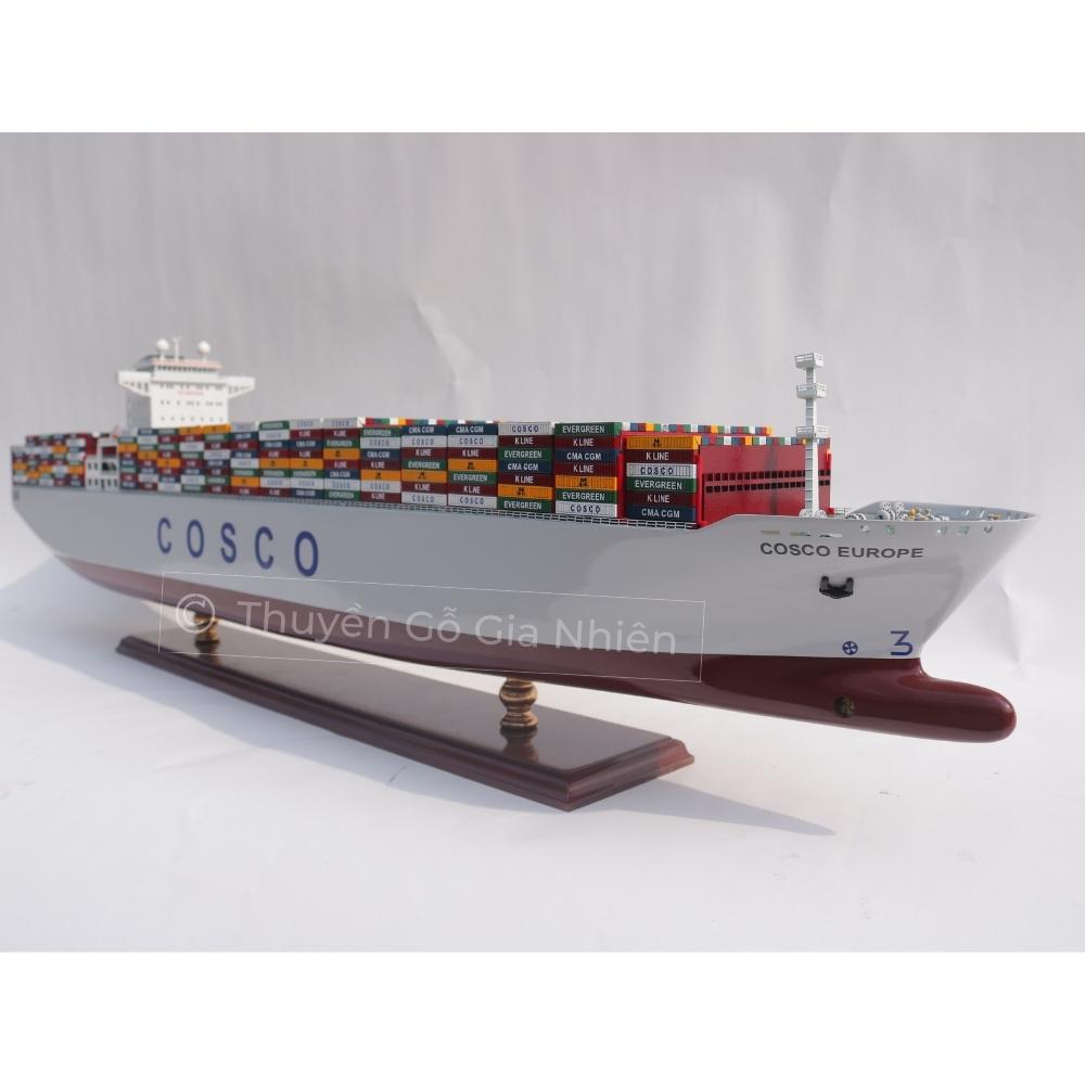 Mô Hình Thuyền Gỗ Trang Trí Phong Thủy Dạng Thuyền Thương Mại COSCO EUROPE SHIP Chính Hãng, Hàng Xuất Khẩu Chất Lượng Cao