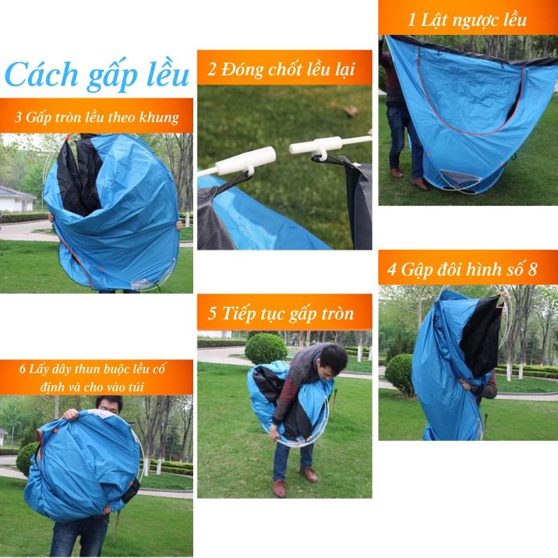 Lều tự bung 4-6 người 2 cửa to thoáng, chống mưa nắng, chống muỗi côn trùng và tia cực tím, an toàn cho cả gia đình bạn