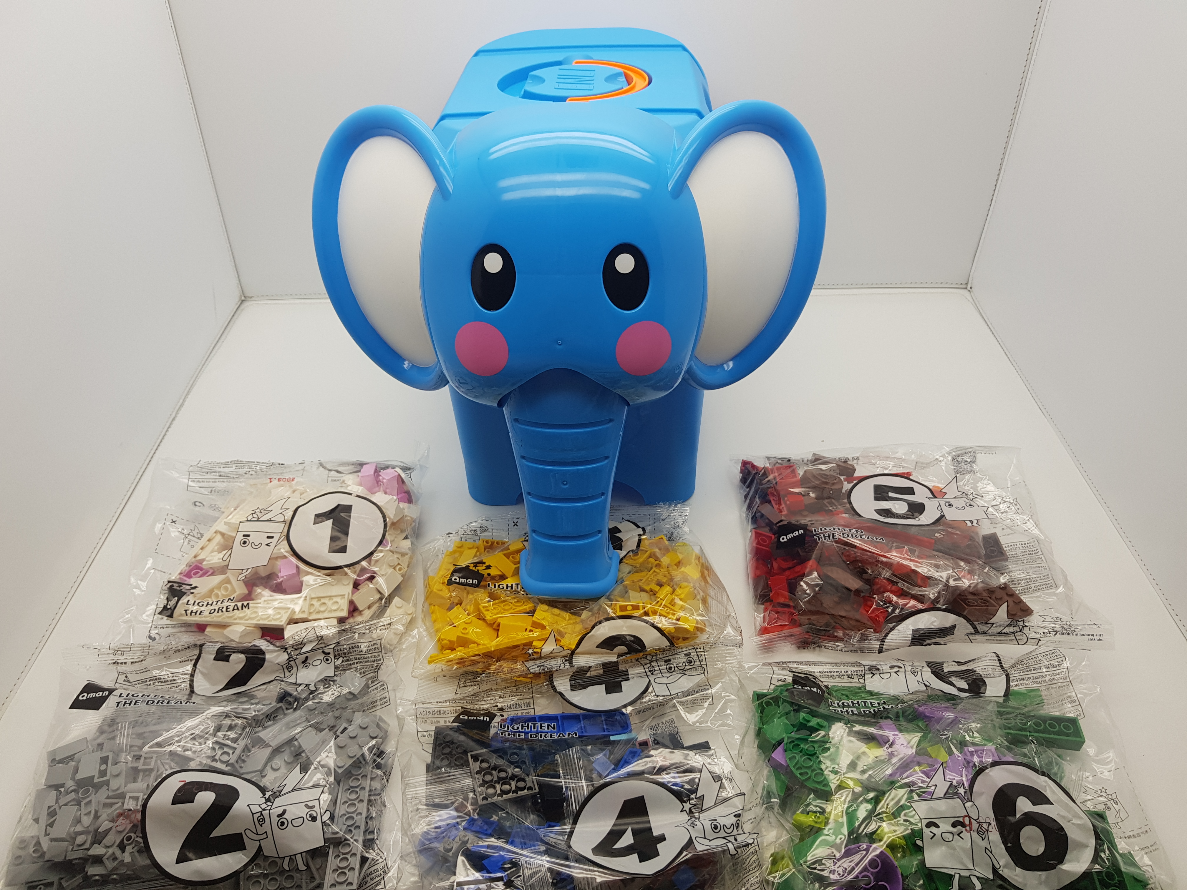 Đồ chơi lắp ghép, xếp hình QMAN Elephant Box - Hộp gạch sáng tạo hình chú voi BNL2903