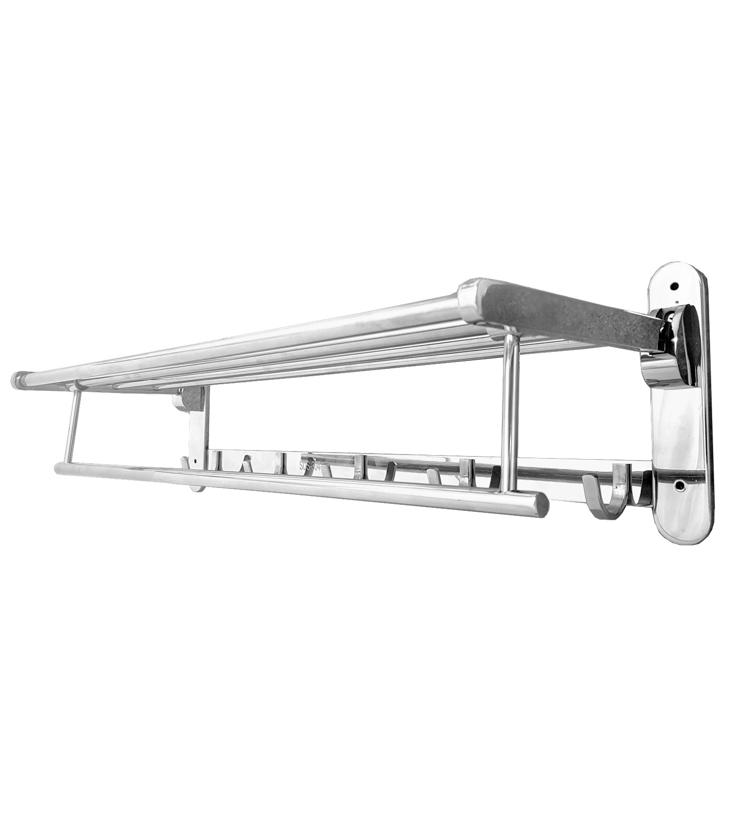 Máng khăn đôi có móc inox 304 dạng vuông