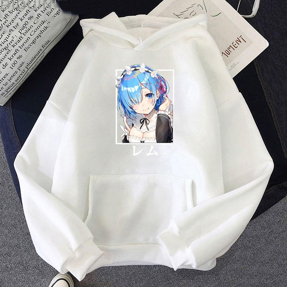 Áo Hoodie In Họa Tiết Anime Re Life Zero Rem Màu Hồng Đáng Yêu Thời Trang Đường Phố Cho Nam Và Nữ