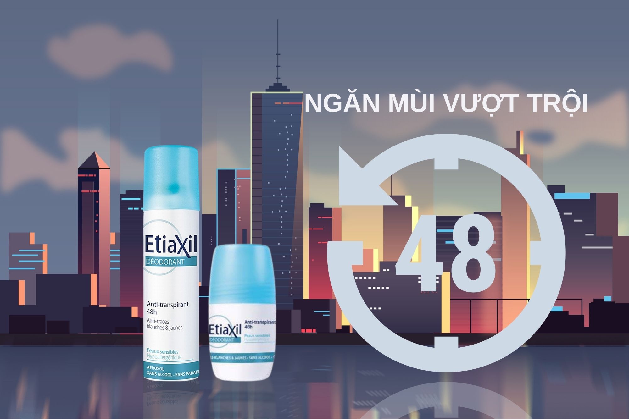 Combo Lăn Khử Mùi Hằng Ngày 48H Etiaxil Anti-Transpirant Peau Sensibles 48H 50ml (Tặng băng đô mèo xinh xắn)