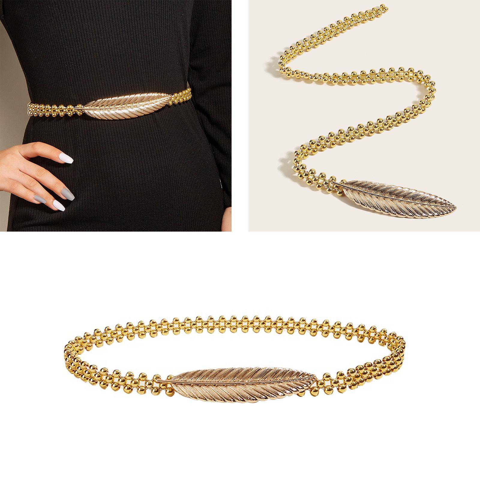 Women's Skinny Belt Metal Chain Waist Belt Elastic Wedding Bridal Belt Waist Band
