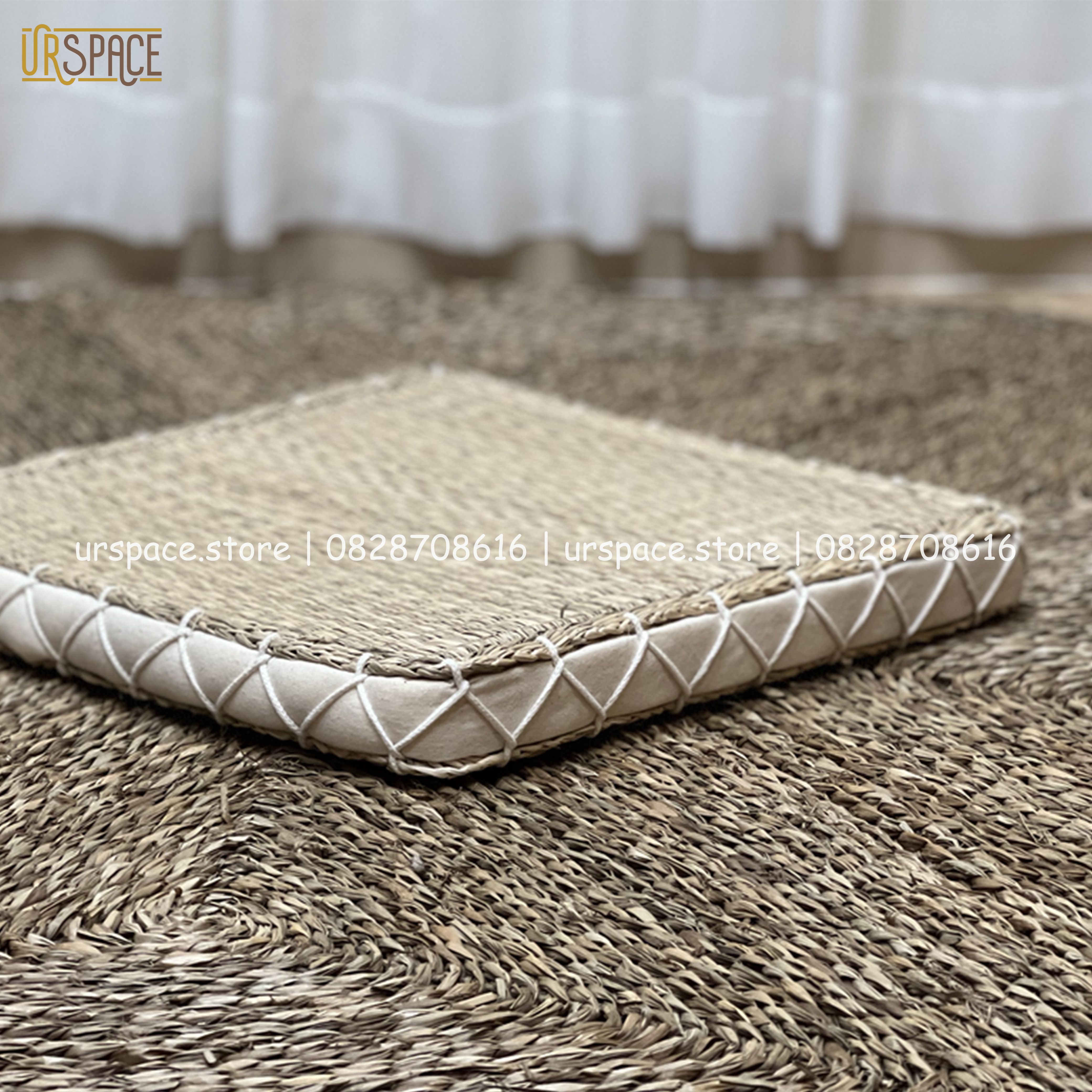 Đệm ngồi bệt bằng cói đệm đa năng hình vuông màu tự nhiên/ Hyacinth Meditation Cushion Natural color