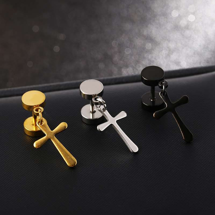 Bông tai hình chữ thập cách điệu style unisex