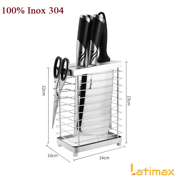 Kệ Để Dao Kéo Nhà Bếp Đa Năng Inox 304 Cao Cấp Kèm Khay Hứng Nước Tiện Lợi - Mẫu Chữ Nhật