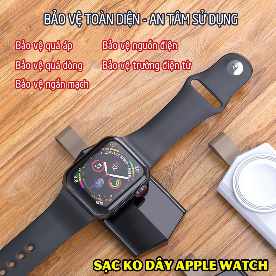 Đế Sạc Không Dây dành cho đồng hồ thông minh Apple Watch 38/40/42/44mm Series 1/2/3/4/5/6/Se cổng cắm USB cao cấp loại bỏ túi (Mã 886) - Trắng, Đen