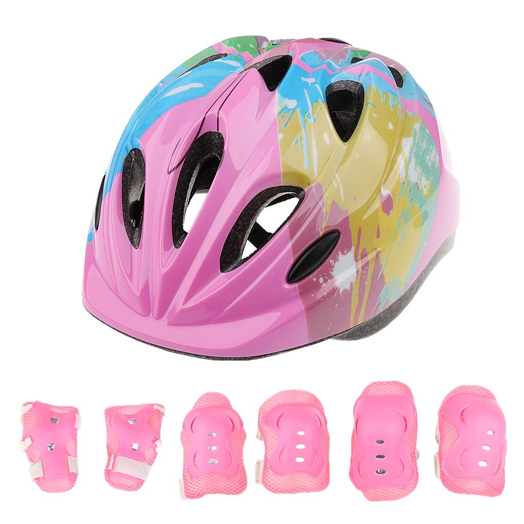 7 Pieces Kid Child Roller Skating Bike Helmet Knee Wrist Guard Elbow Pad Set