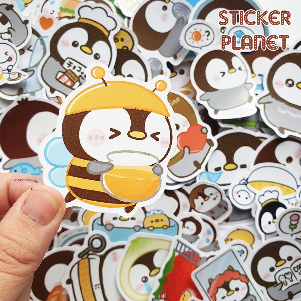Sticker hình dán chim cánh cụt dễ thương, pastel trang trí mũ bảo hiểm, dán Laptop, journal, sổ tay, note book