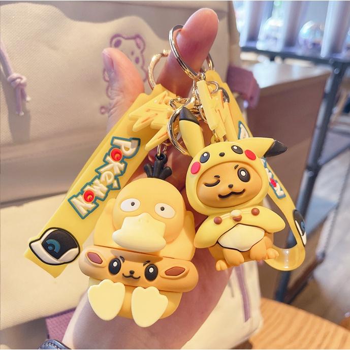 Móc khóa Pokemon pikachu vịt ngốc ngếch áo phao