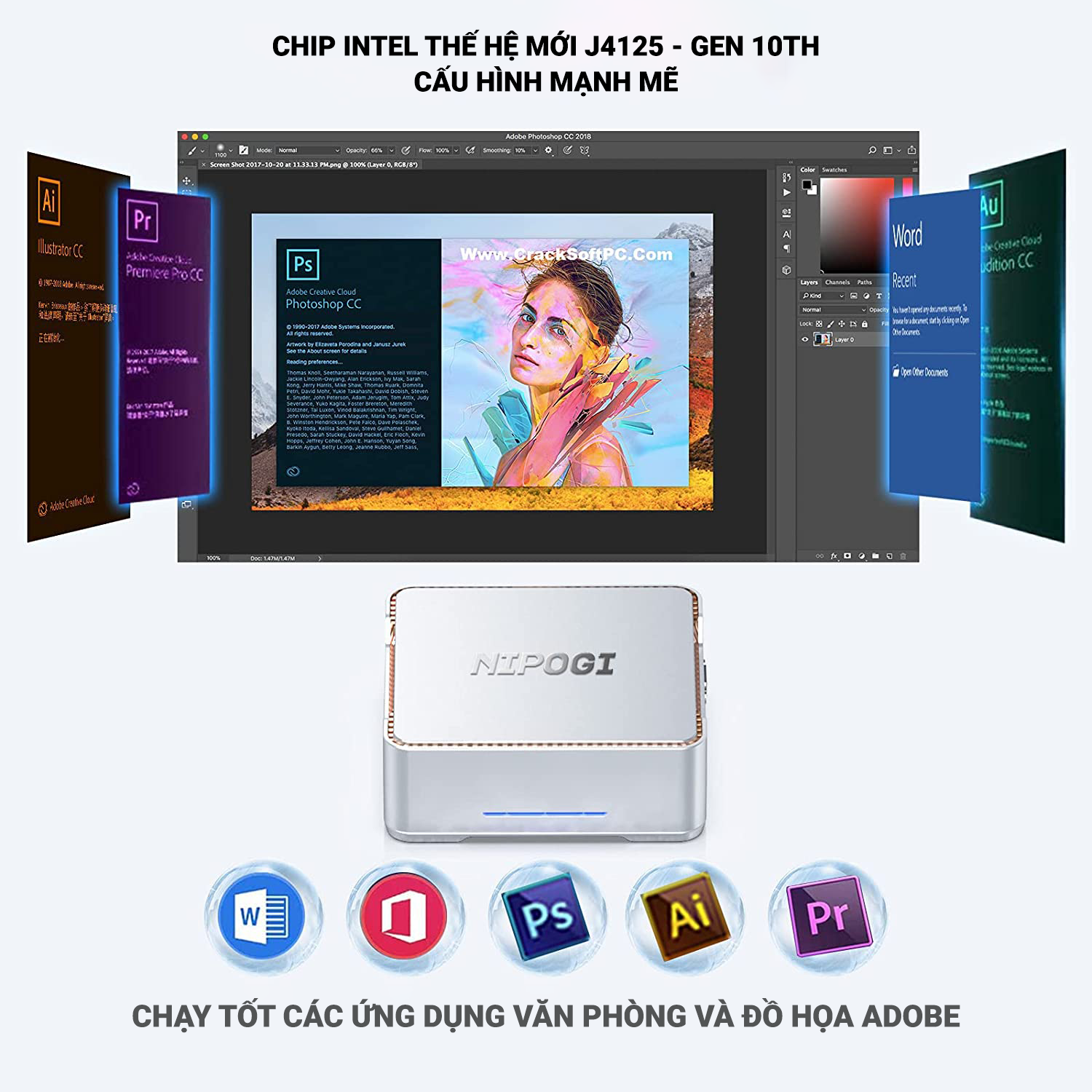 Máy tính để bàn Mini PC, CPU: Celeron J4125 RAM+ROM: 8+256GB (Hàng chính hãng)