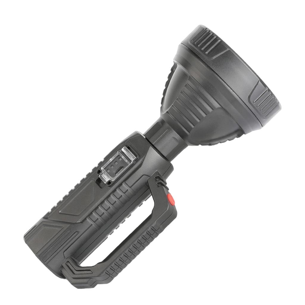 Rechargeable Torch LED Handheld Portable Searchlight Outdoor Flashlight Long Shots Lamp for Hunting Hiking Camping Black