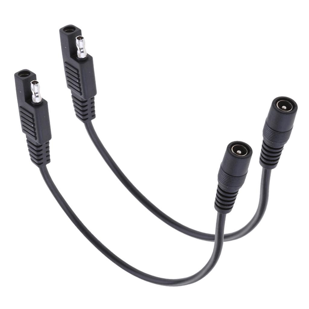 2x 10'' SAE to DC 5.5x2.1mm Coax Female 20AWG Cable Motorcycle Heat Clothing