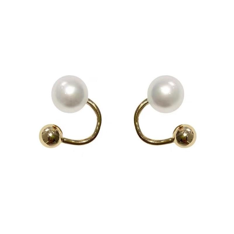 Khuyên tai bạc S925, hình xoắn chữ U phối hạt ngọc  xinh xắn, style Hàn Quốc HT607 - Culi accessories
