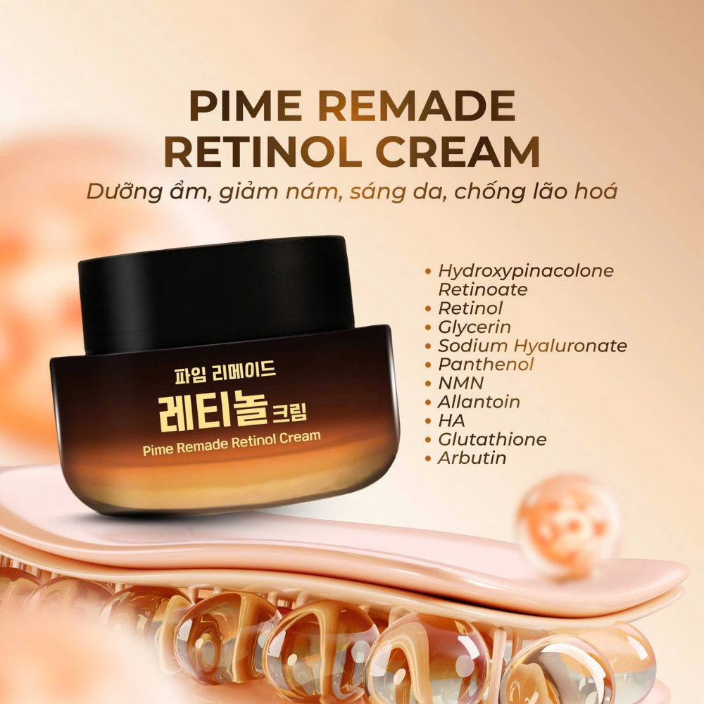 Kem dưỡng Pime Remade Retinol Cream hỗ trợ tái tạo da, dưỡng sáng, giảm thâm nám, giảm lão hóa 50g