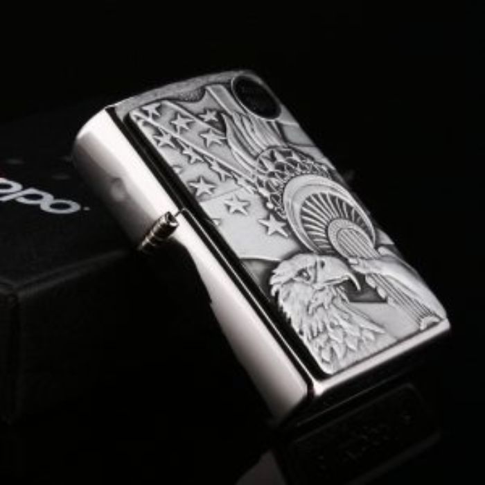 Bật Lửa Zippo Something Patriotic Emblem Brushed Chrome Chính Hãng Usa