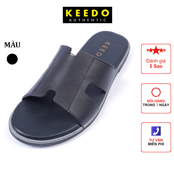Dép da nam chữ H cao cấp KEEDO PK016