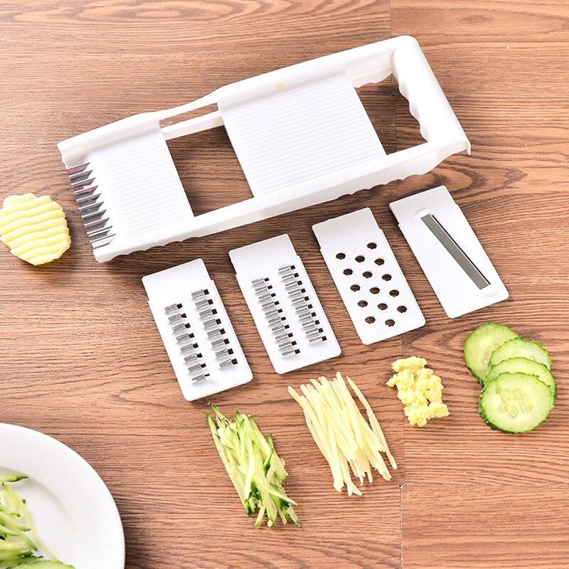 5In1 Multifunctional Vegetable Cutter Potato Slicer Carrot Grater Onion Dicer Kitchen Accessories Steel Blade Vegetable Tools