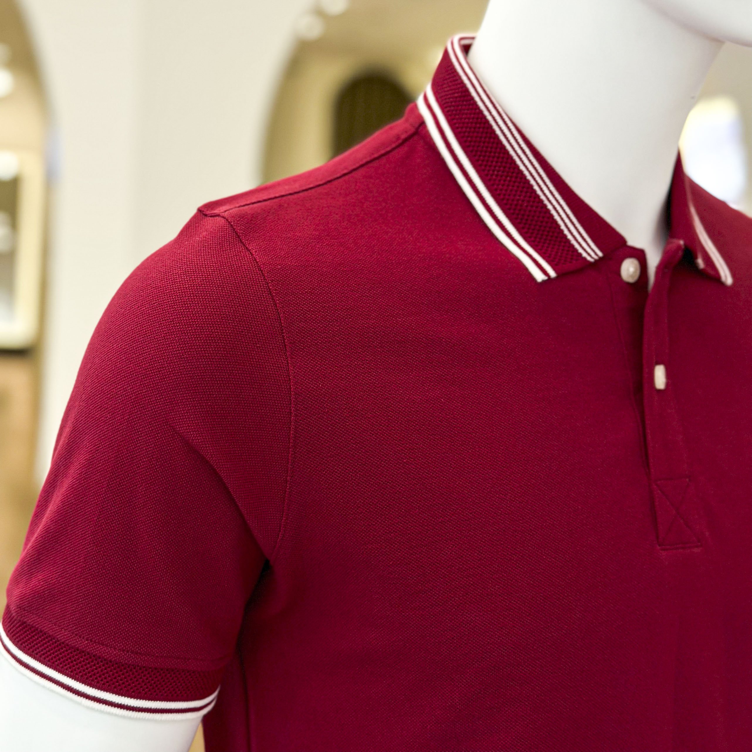 Áo Thun Nam Cao Cấp Polo Premium Basic Red Bo Tổ Ong BY COTTON