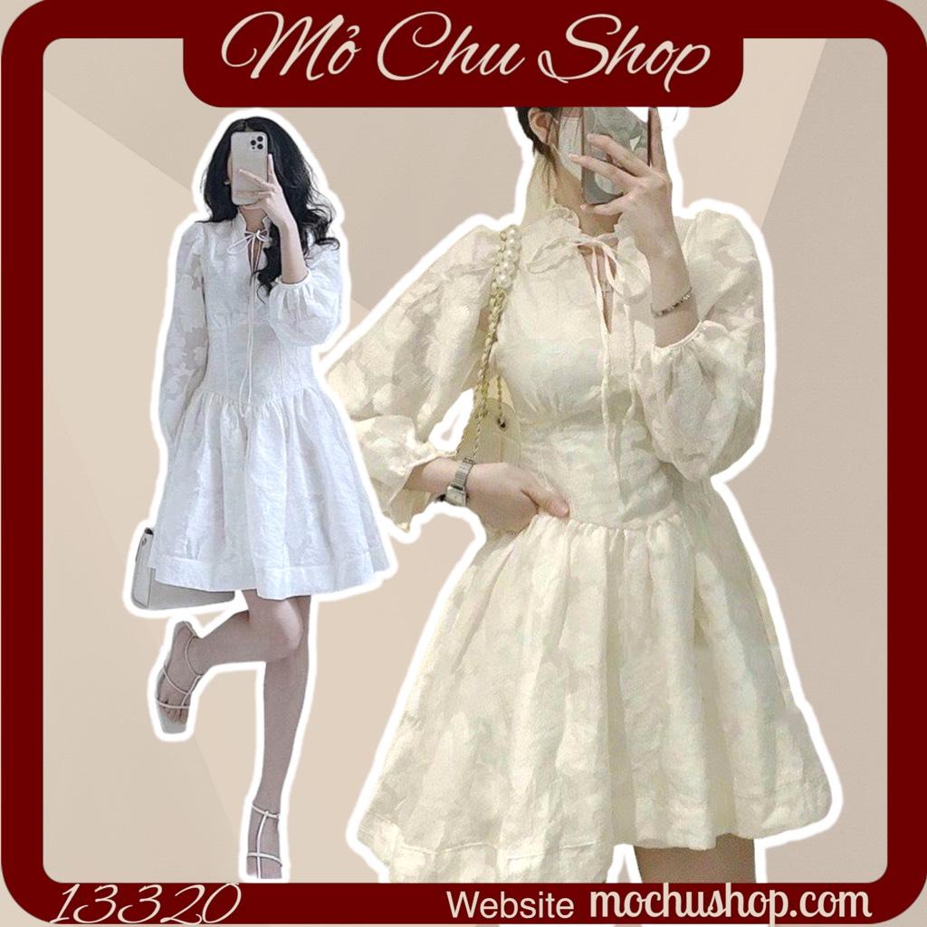 ĐẦM XÒE REN HOA CỔ TRỤ TAY DÀI 13320