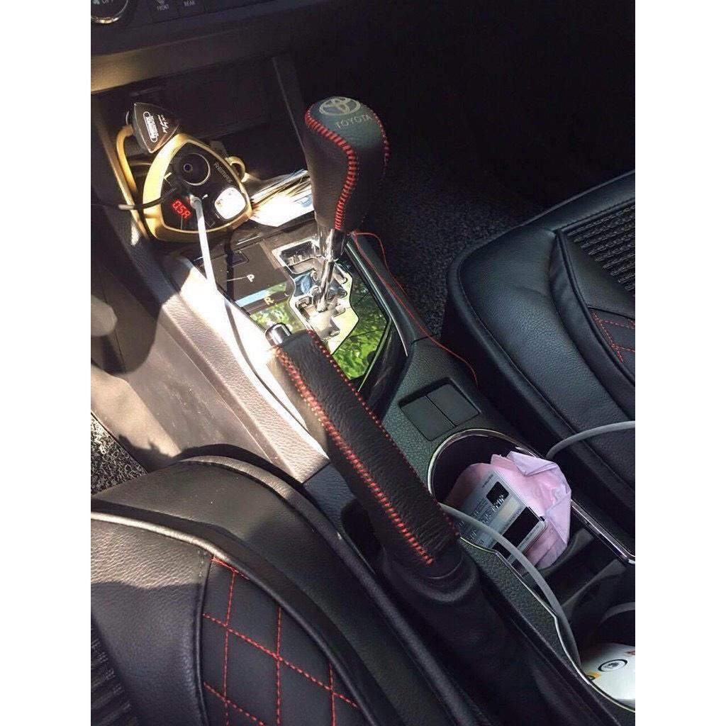 Bọc cần số, phanh tay VIOS, INNOVA, FOTUNER, HILUX 2019 - 2023 SỐ TỰ ĐỘNG da bò thật 100%, bảo hành 2 năm