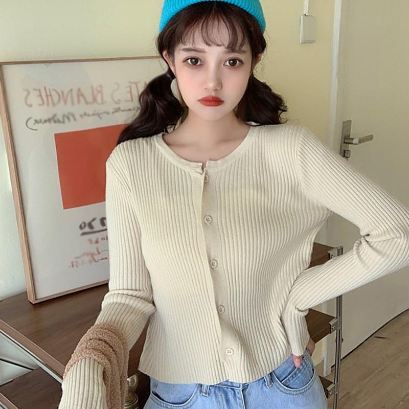 Áo Khoác Cardigan Dệt Kim Phối Nút Phong Cách Hàn Quốc Cho Nữ