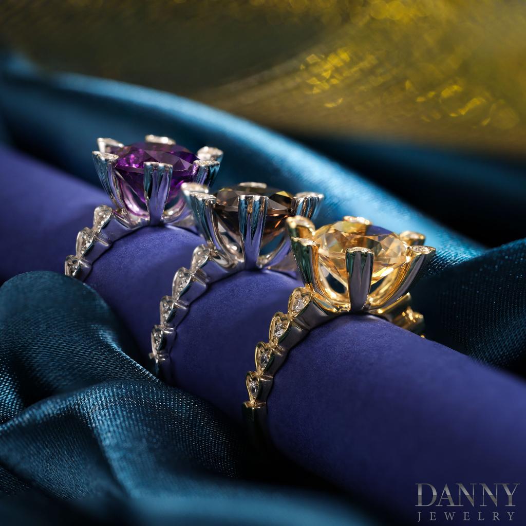 Hình ảnh Nhẫn Nữ Danny Jewelry Bạc 925 Xi Rhodium/Vàng 18k Đính Đá Amethyst/Lemon Quartz/Smoky Quartz N0016LE/SM/AM