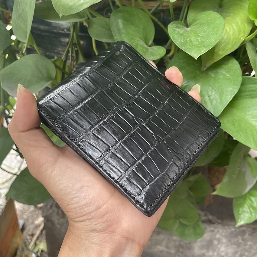 Bóp Da Cá Sấu Ví Nam Cá Sấu Phần Bụng Cao Cấp Giá Rẻ Màu Đen ST25 Full Hộp