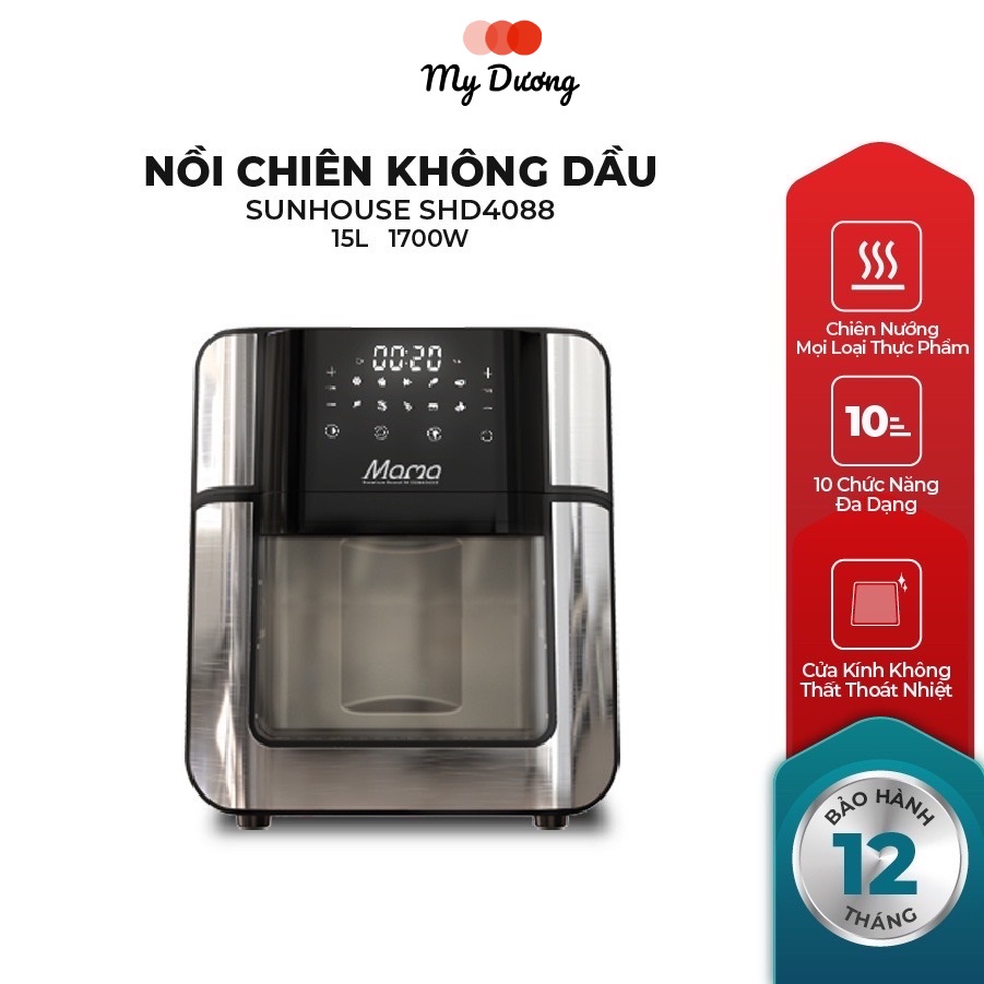 Nồi Chiên Không Dầu 15L Sunhouse Mama SHD4088 - Hàng Chính Hãng