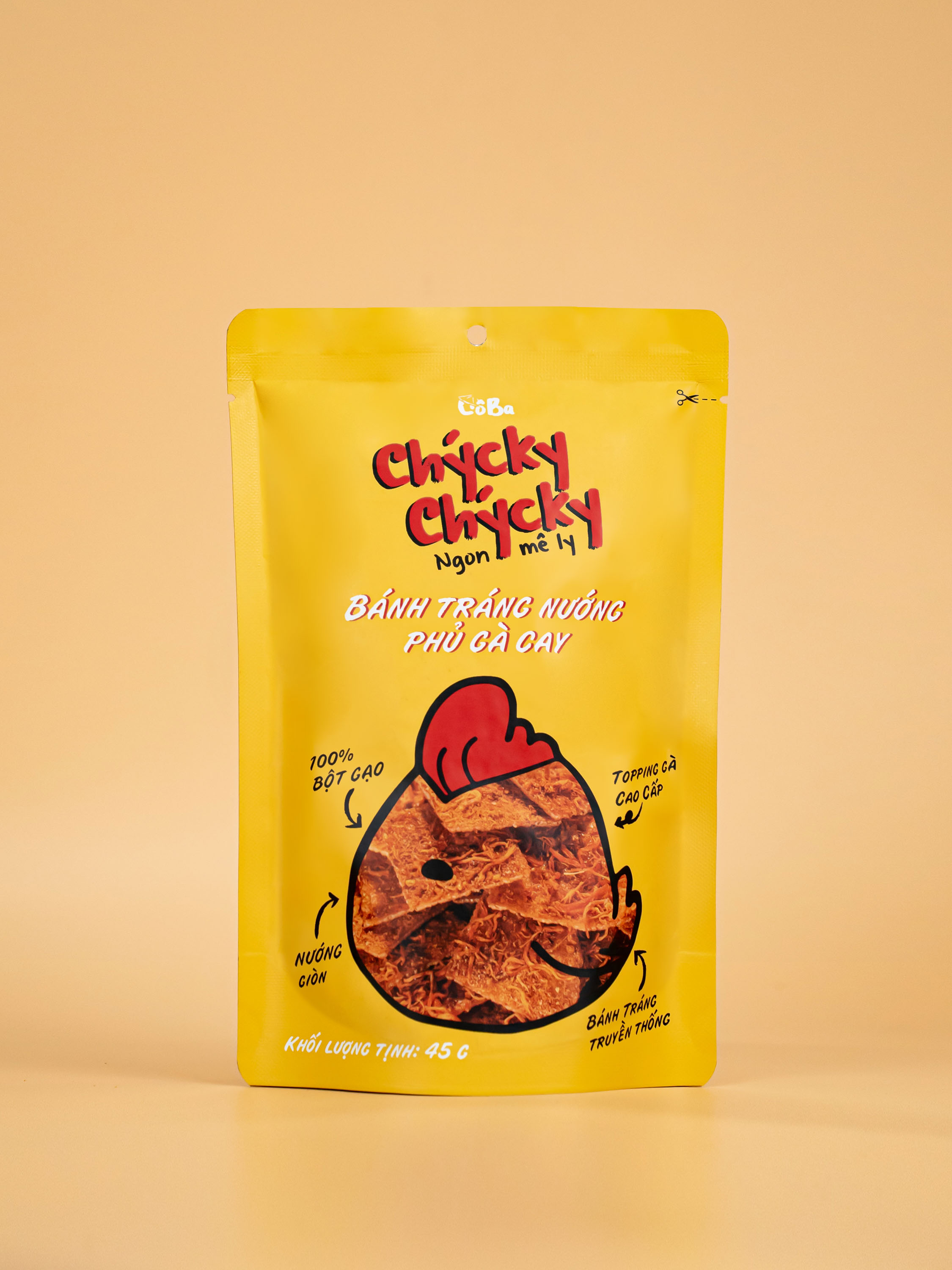 Snack Bánh Tráng Nướng Phủ Gà Cay Chycky Chycky Cô Ba 45g đồ ăn vặt,mồi nhậu ngon,giá rẻ cho dân văn phòng