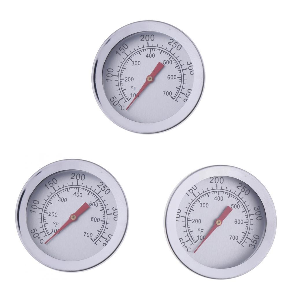 3pcs BBQ Smoker Grill Thermometer 100-700°F Temp Gauge White Easy to Use