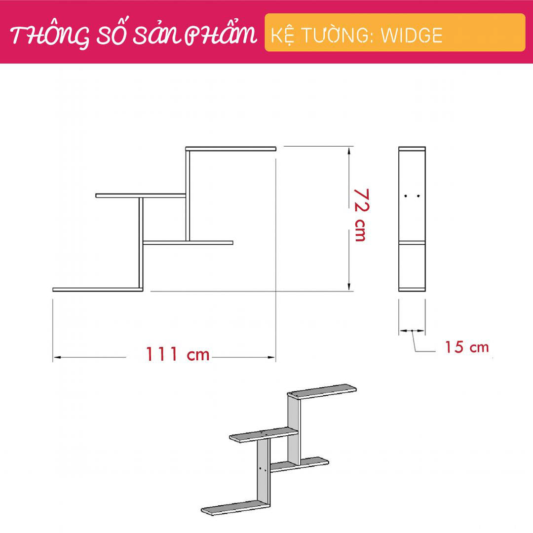 Kệ sách mini treo tường SMLIFE Widge