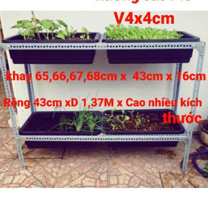 kệ sắt V Lỗ trồng rau V4x4cm ( Rộng 43cm x Dài 1,37cm) Phù hợp với các loại khay nhựa