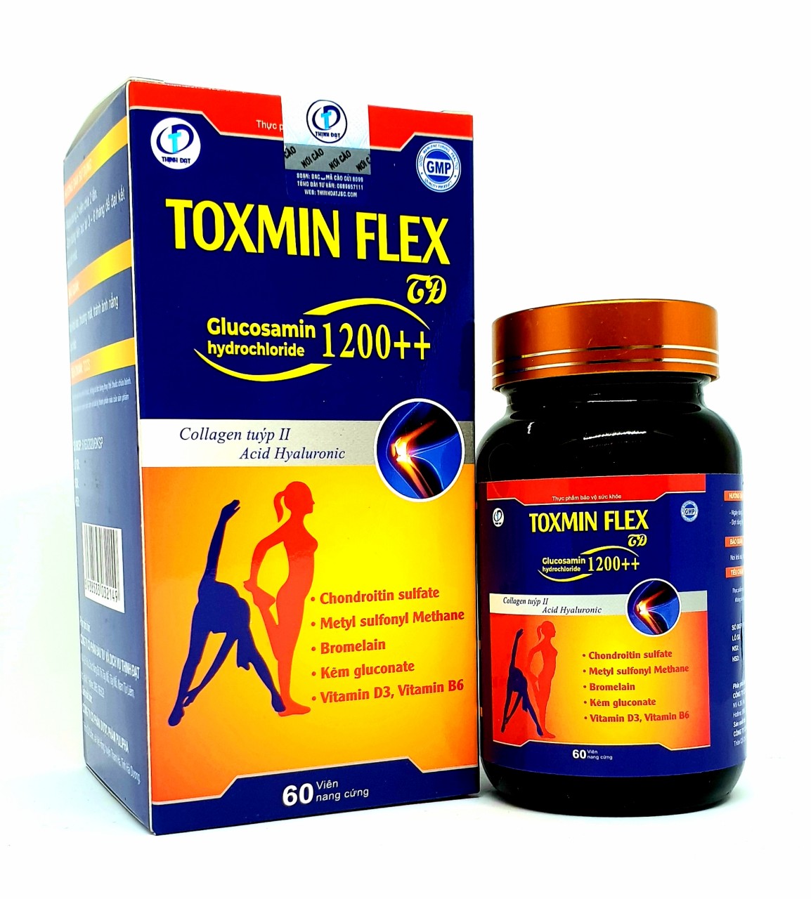 Toxmin Flex - Viên Uống bổ xương khớp, Giúp dưỡng khớp, Chống viêm, Giảm đau nhức khớp, Giảm thoái hóa khớp (Hộp 60 viên)