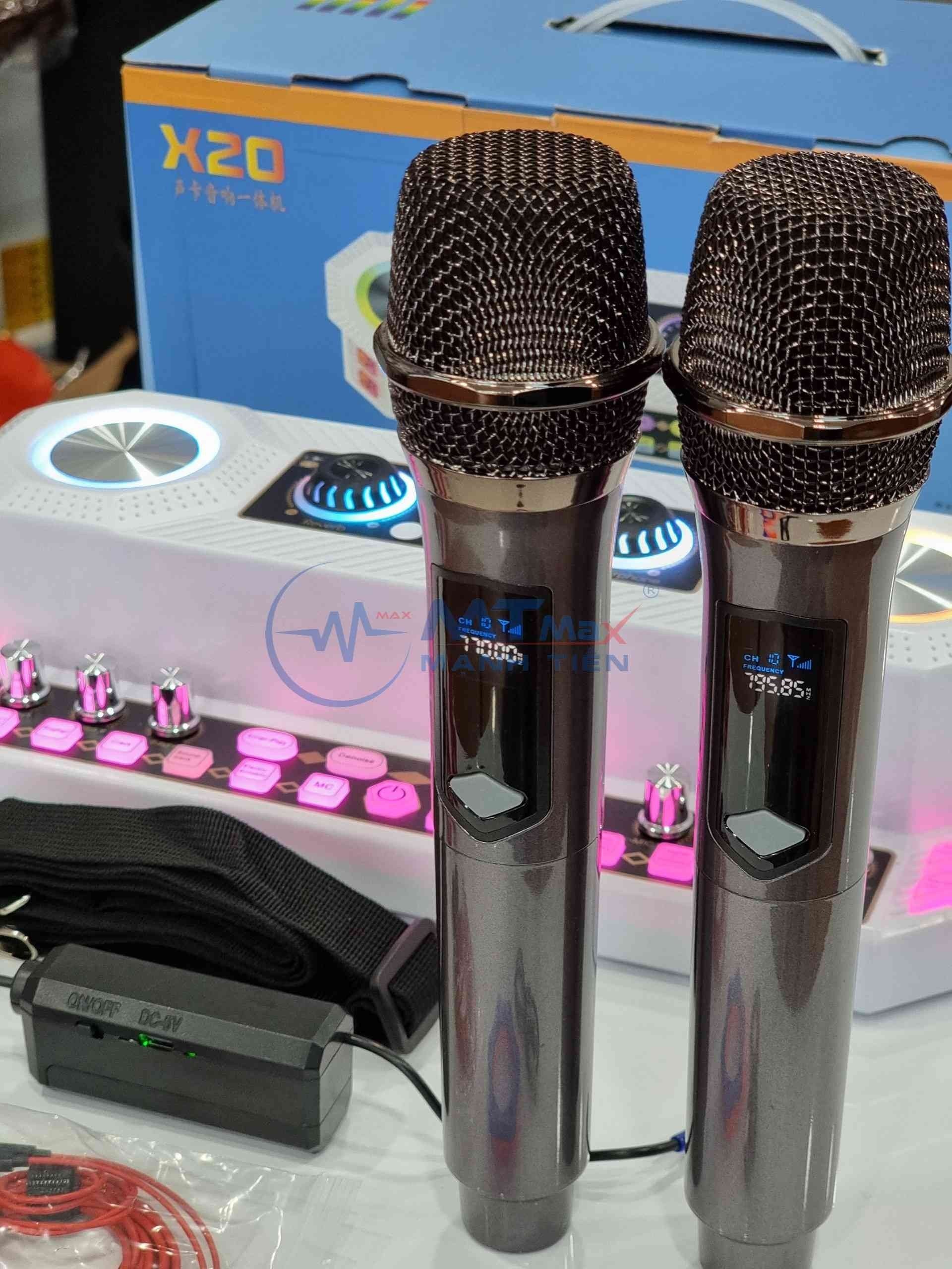 Bộ hát live thu âm X20 PRO karaoke kèm loa tích hợp soundcard và 2 micro thỏa thích làm idol