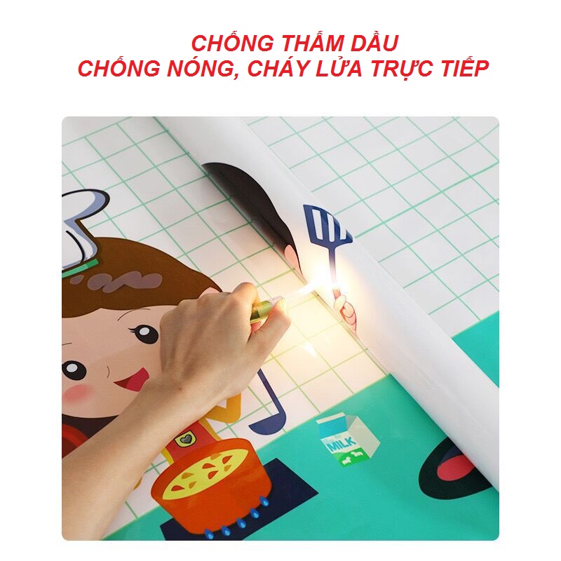 Decal dán bếp CAO CẤP chống thấm dầu - chống cháy - lau chùi vệ sinh dễ dàng cùng họa tiết đẹp (60 x 90 cm)